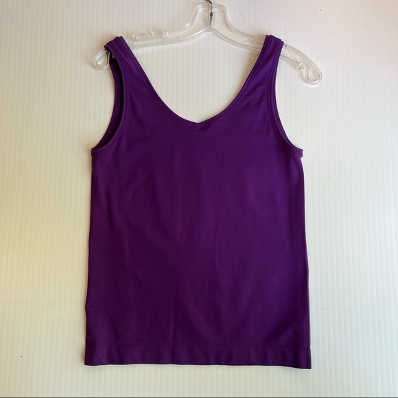 WHBM Purple Cardigan (L) Tank (M) Set Ruffle Detail Snap Button Business Casual - Picture 4 of 8